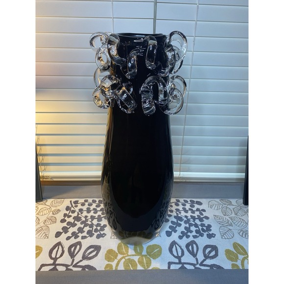 Ion Tamaian Other - Ion Tamaian Signed Romanian Art Glass Vase 21" Amethyst Clear Loops MCM Rare